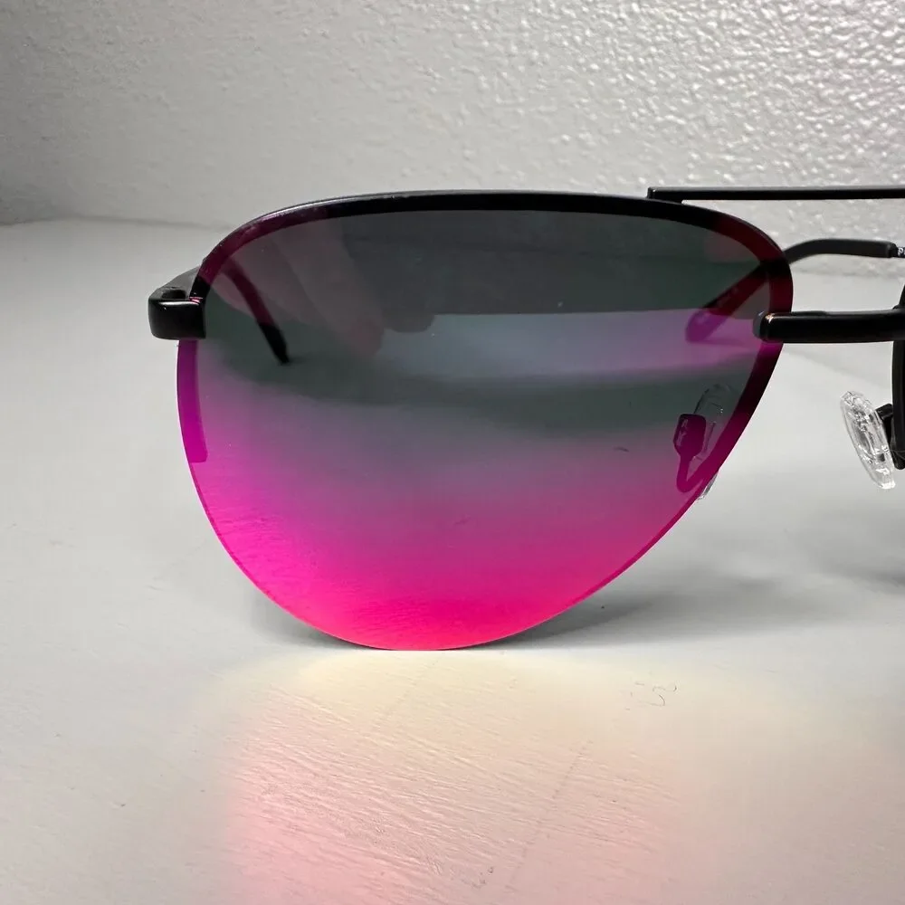 Quay Australia The Playa Frameless Aviator Sunglasses with Pink Mirrored Lenses